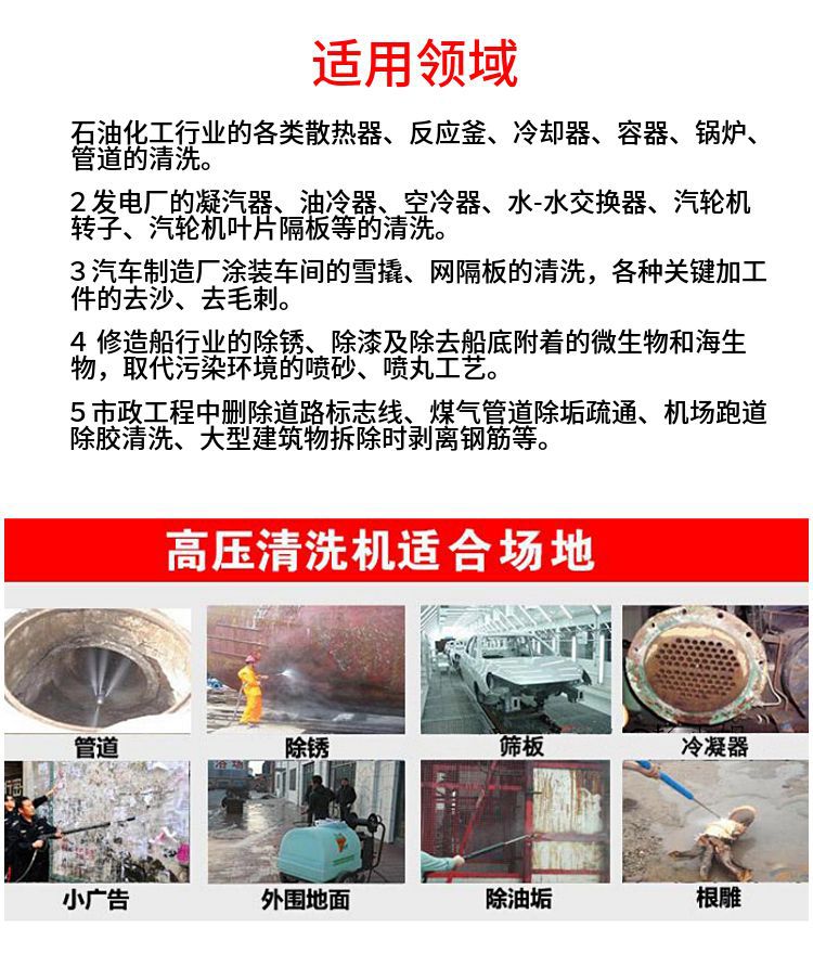 超高压清洗机25o公斤头应用领域